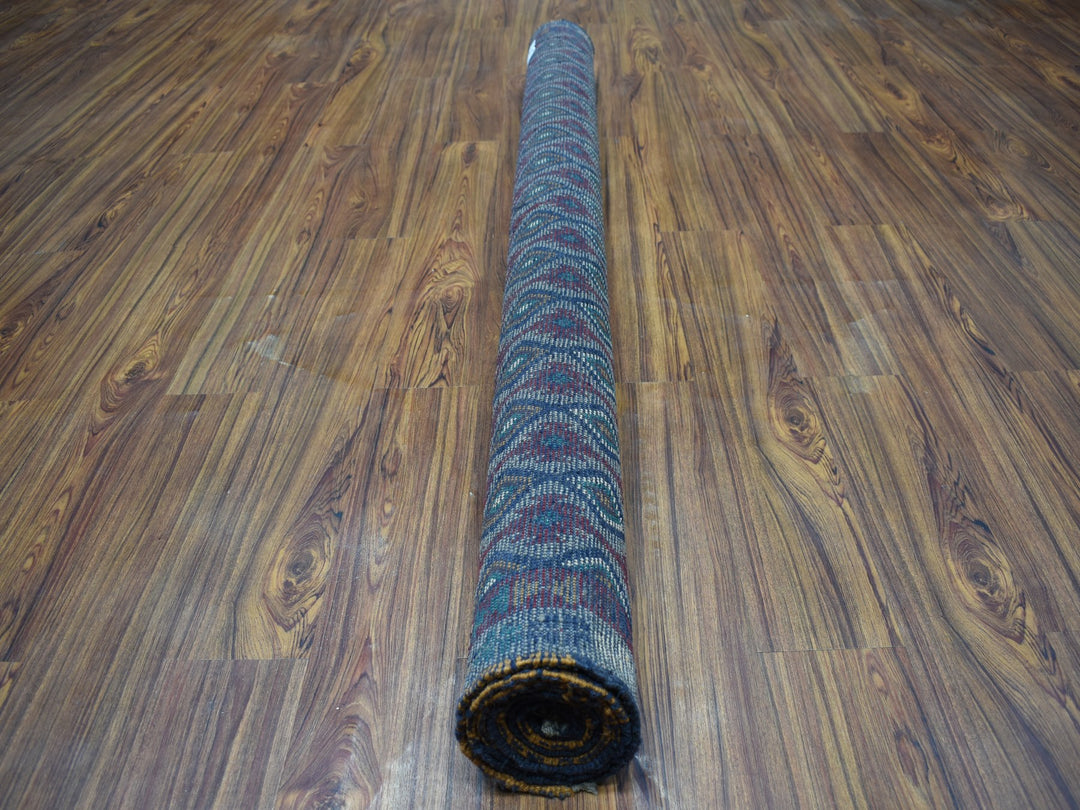 6'2" x 7'3" New Hand Knotted Grey Wool Rectangle Oriental Rug - MOA10253347