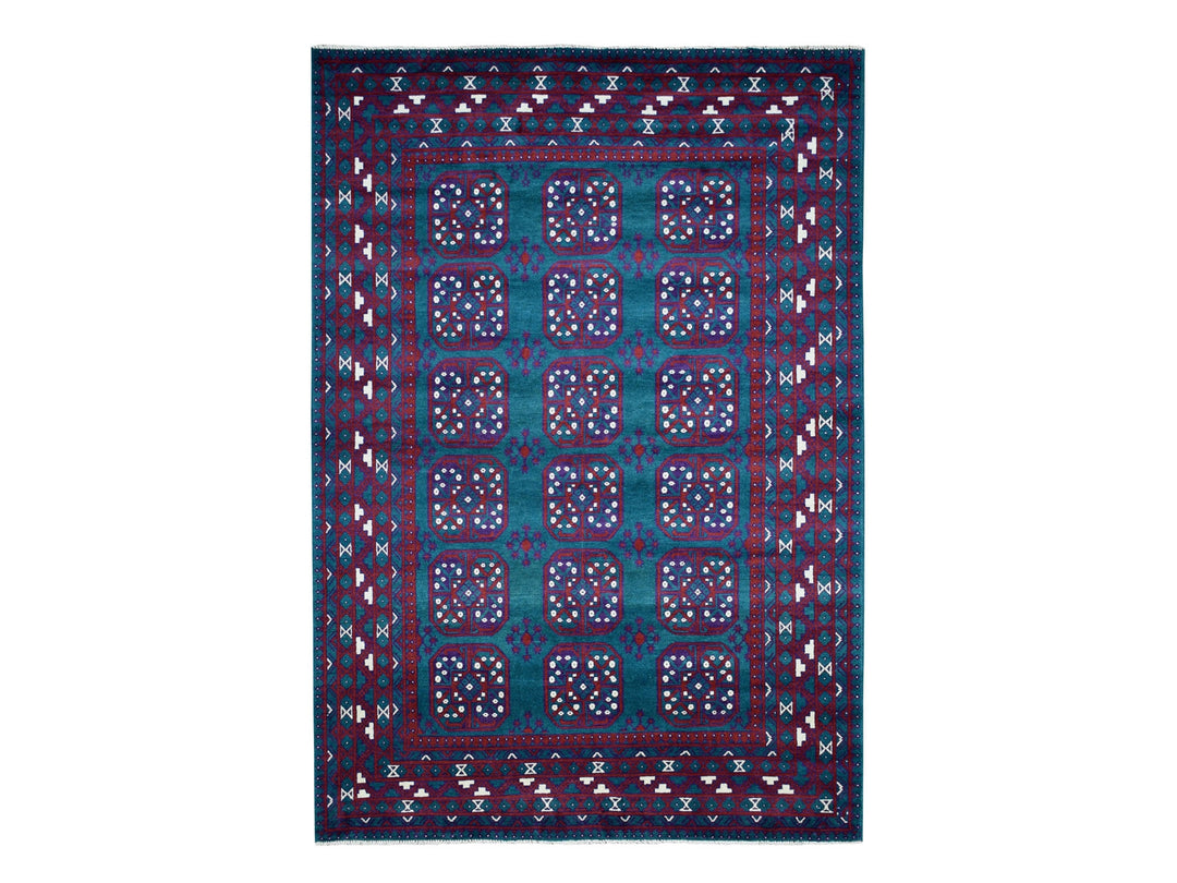 6'6" x 9'4" New Hand Knotted Green Wool Rectangle Oriental Rug - MOA10253354