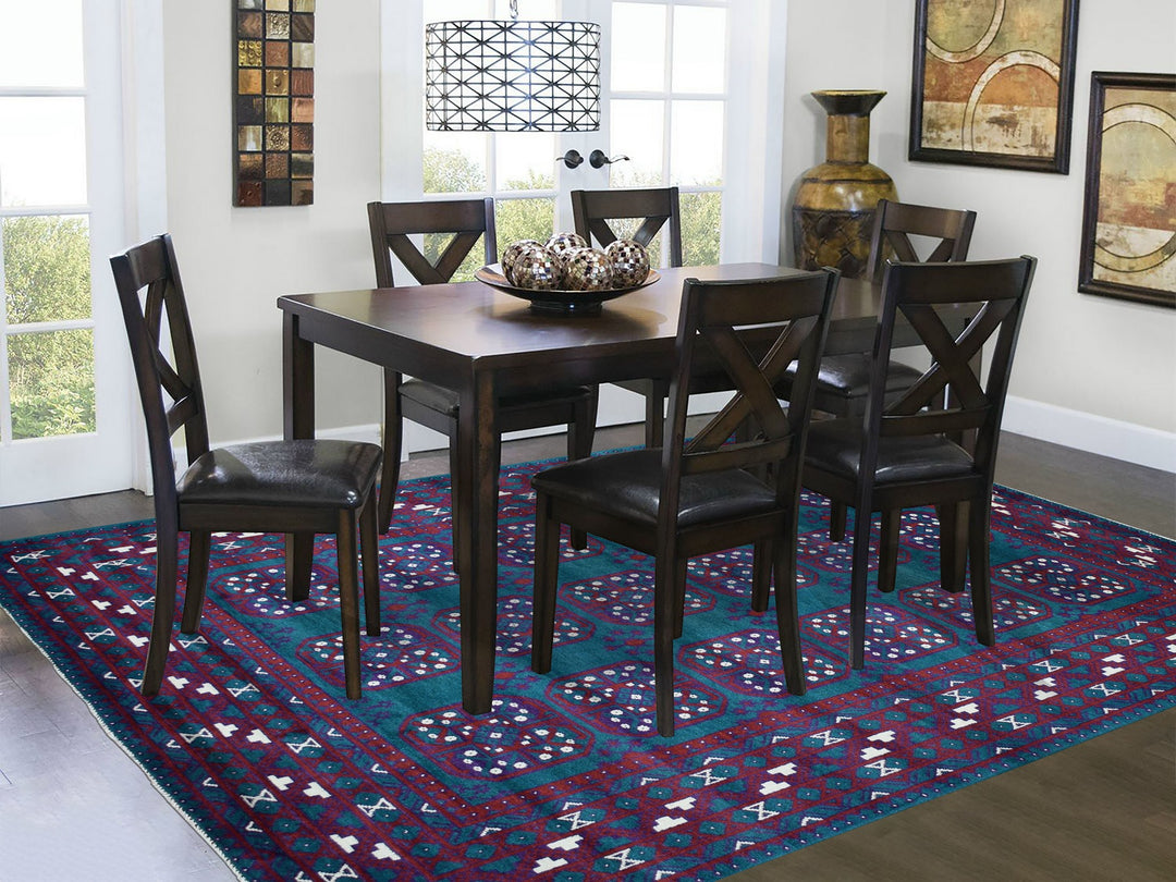 6'6" x 9'4" New Hand Knotted Green Wool Rectangle Oriental Rug - MOA10253354