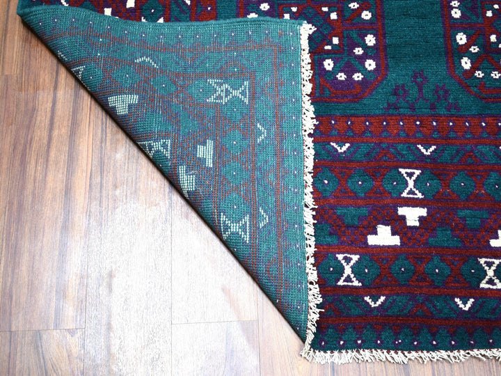 6'6" x 9'4" New Hand Knotted Green Wool Rectangle Oriental Rug - MOA10253354