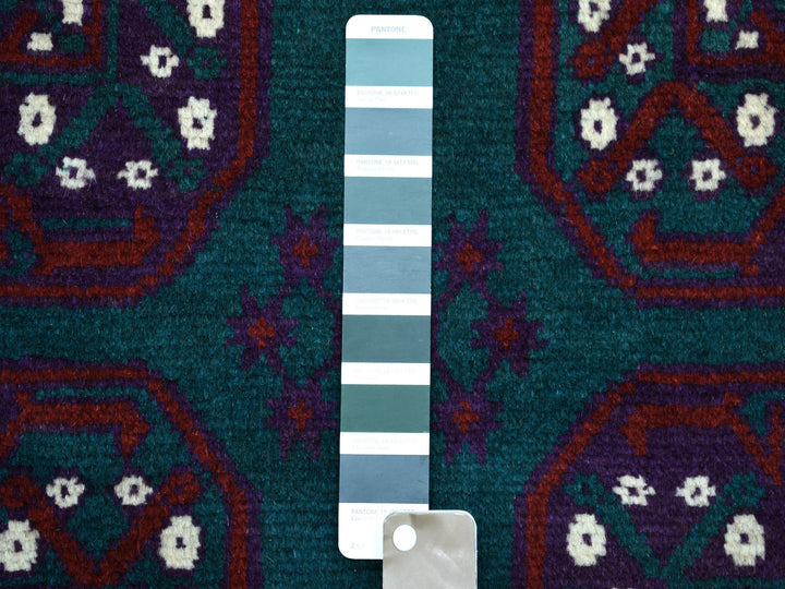 6'6" x 9'4" New Hand Knotted Green Wool Rectangle Oriental Rug - MOA10253354