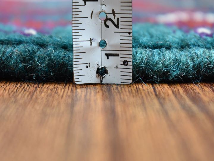 6'6" x 9'4" New Hand Knotted Green Wool Rectangle Oriental Rug - MOA10253354