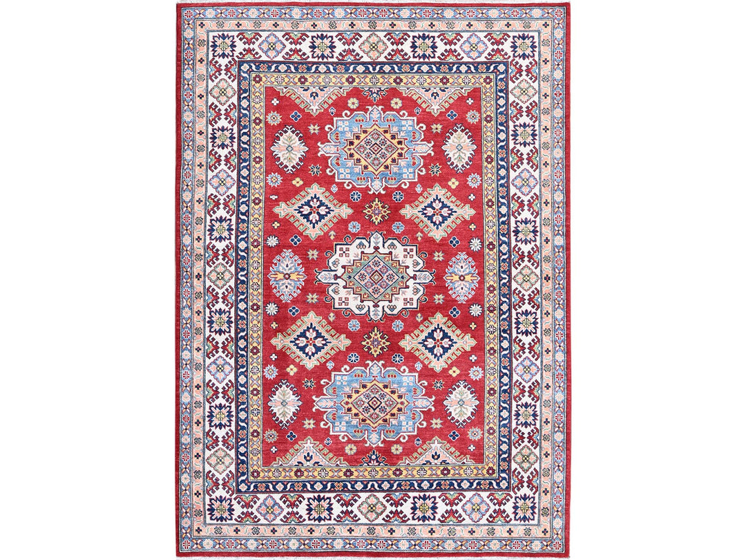 6'3" x 8'11" New Hand Knotted Red Wool Rectangle Oriental Rug - MOA102533