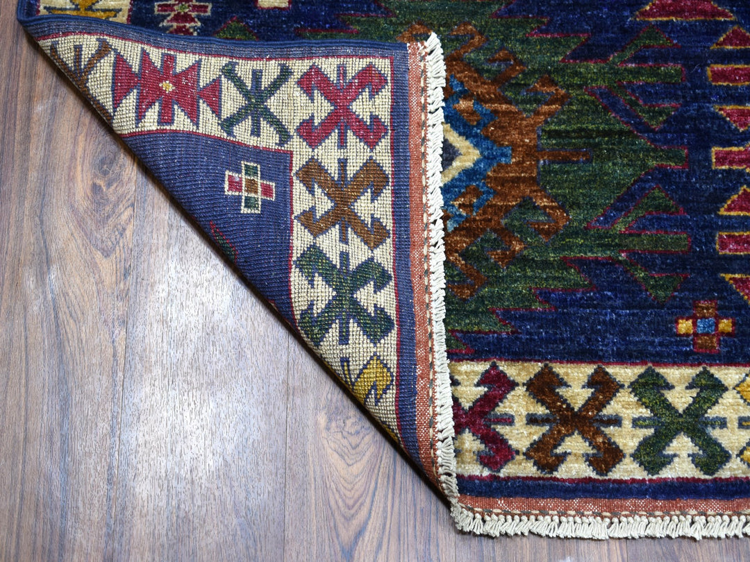 6'0" x 8'10" New Hand Knotted Blue Wool Rectangle Oriental Rug - MOA10253472