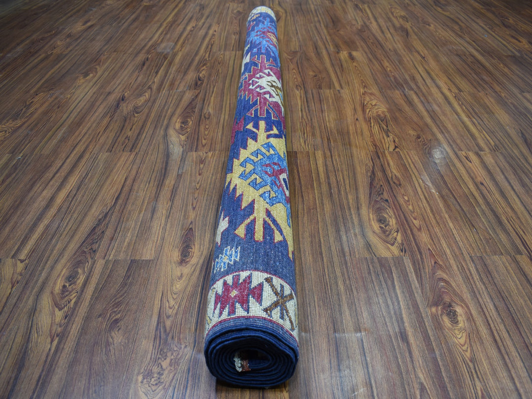 6'0" x 8'10" New Hand Knotted Blue Wool Rectangle Oriental Rug - MOA10253472