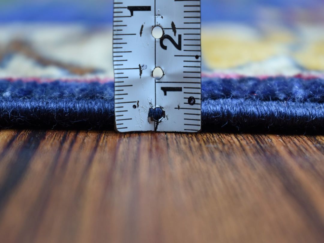 6'0" x 8'10" New Hand Knotted Blue Wool Rectangle Oriental Rug - MOA10253472