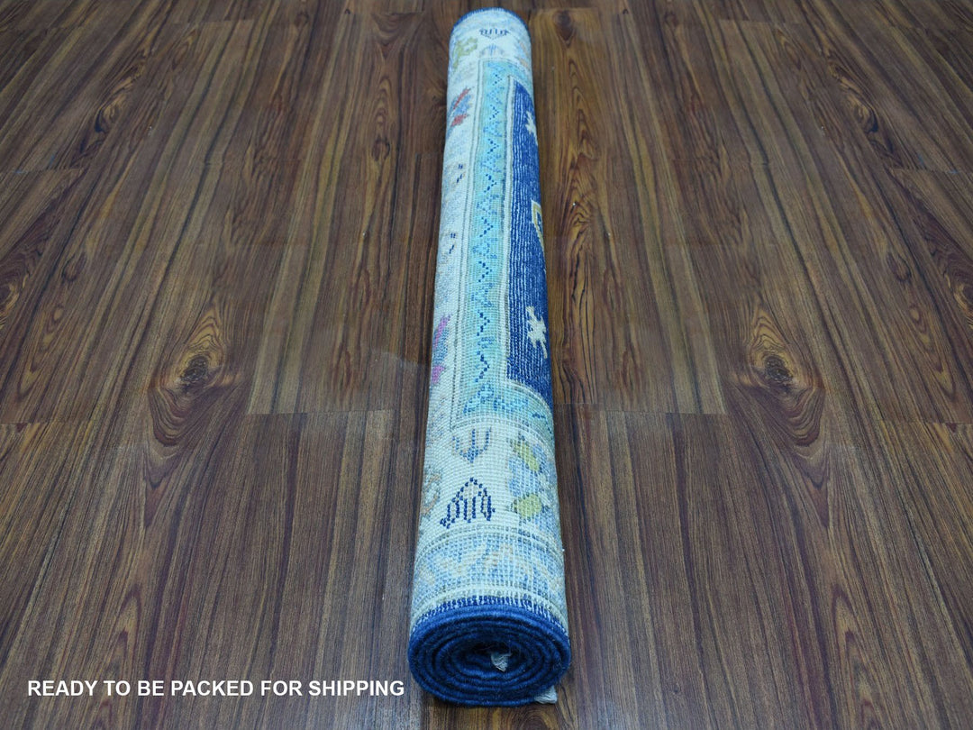 3'1" x 5'0" New Hand Knotted Blue Wool Rectangle Oriental Rug - MOA10253539