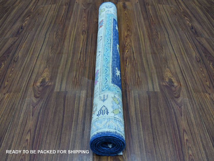 3'1" x 5'0" New Hand Knotted Blue Wool Rectangle Oriental Rug - MOA10253539