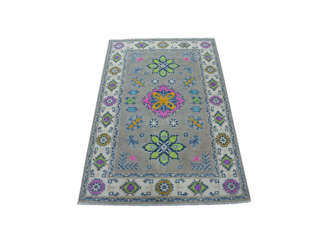 3'5" x 4'10" New Hand Knotted Grey Wool Rectangle Oriental Rug - MOA10253780