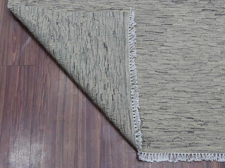 3'1" x 14'0" New Hand Woven Grey Wool Runner Oriental Rug - MOA10253819