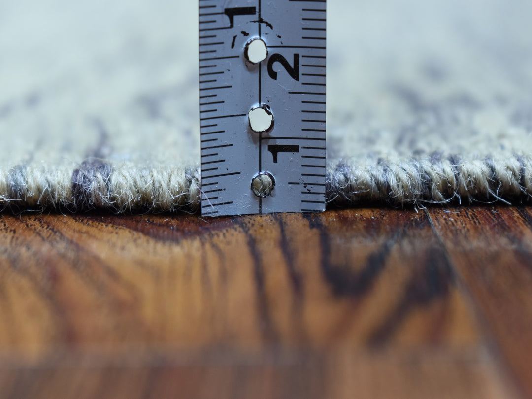 3'1" x 14'0" New Hand Woven Grey Wool Runner Oriental Rug - MOA10253819