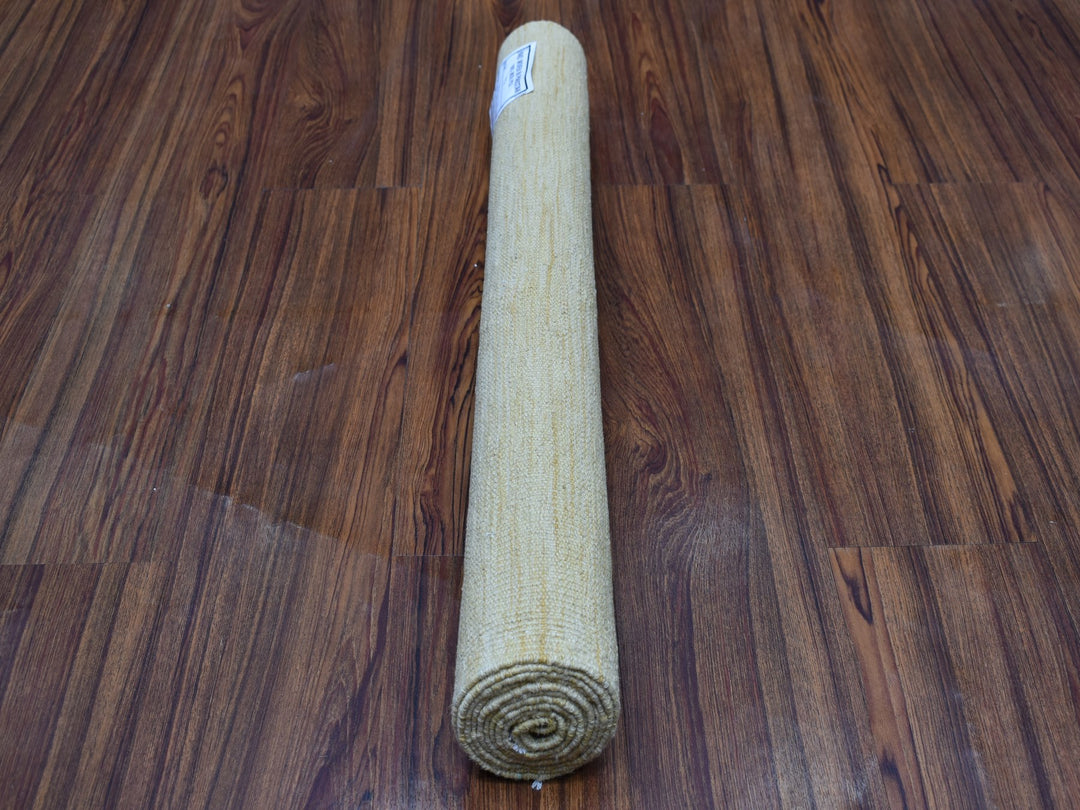 2'6" x 6'3" New Hand Woven Yellow Wool Runner Oriental Rug - MOA10253839