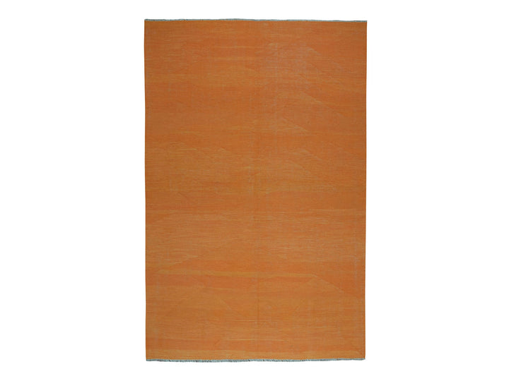 6'4" x 9'9" New Hand Woven Orange Wool Rectangle Oriental Rug - MOA10253847