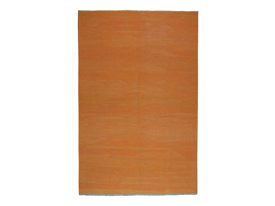 6'4" x 9'9" New Hand Woven Orange Wool Rectangle Oriental Rug - MOA10253847