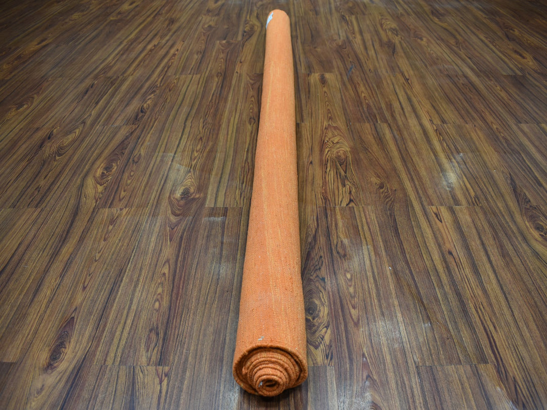 6'4" x 9'9" New Hand Woven Orange Wool Rectangle Oriental Rug - MOA10253847