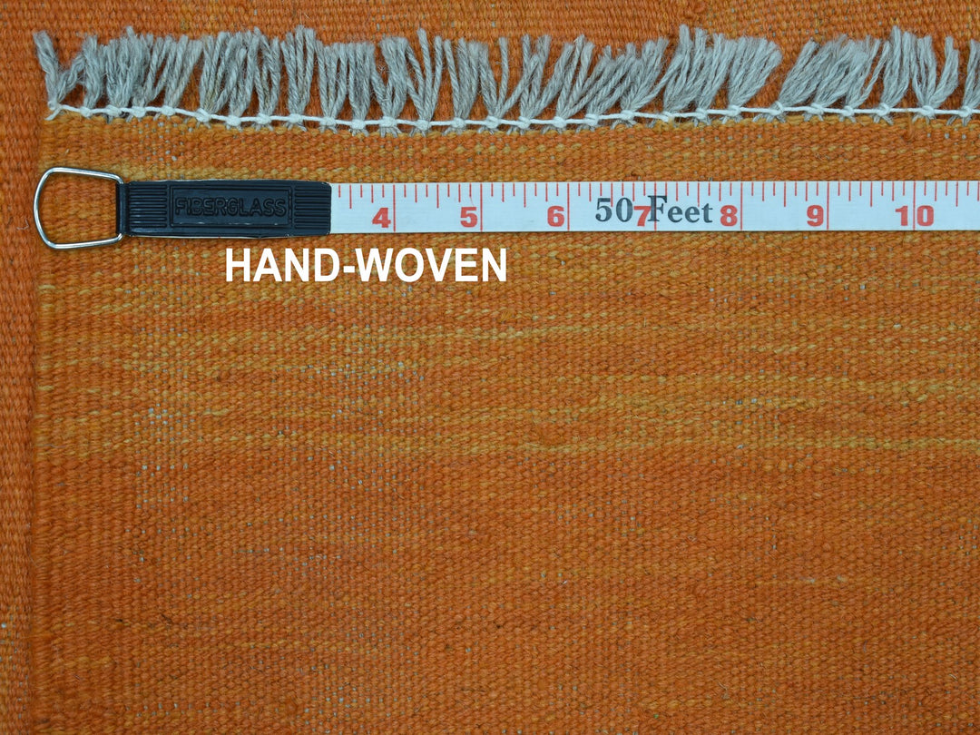 6'4" x 9'9" New Hand Woven Orange Wool Rectangle Oriental Rug - MOA10253847