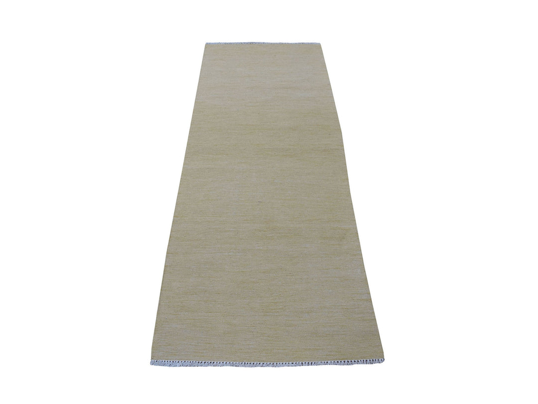 2'6" x 6'7" New Hand Woven Yellow Wool Runner Oriental Rug - MOA10253851