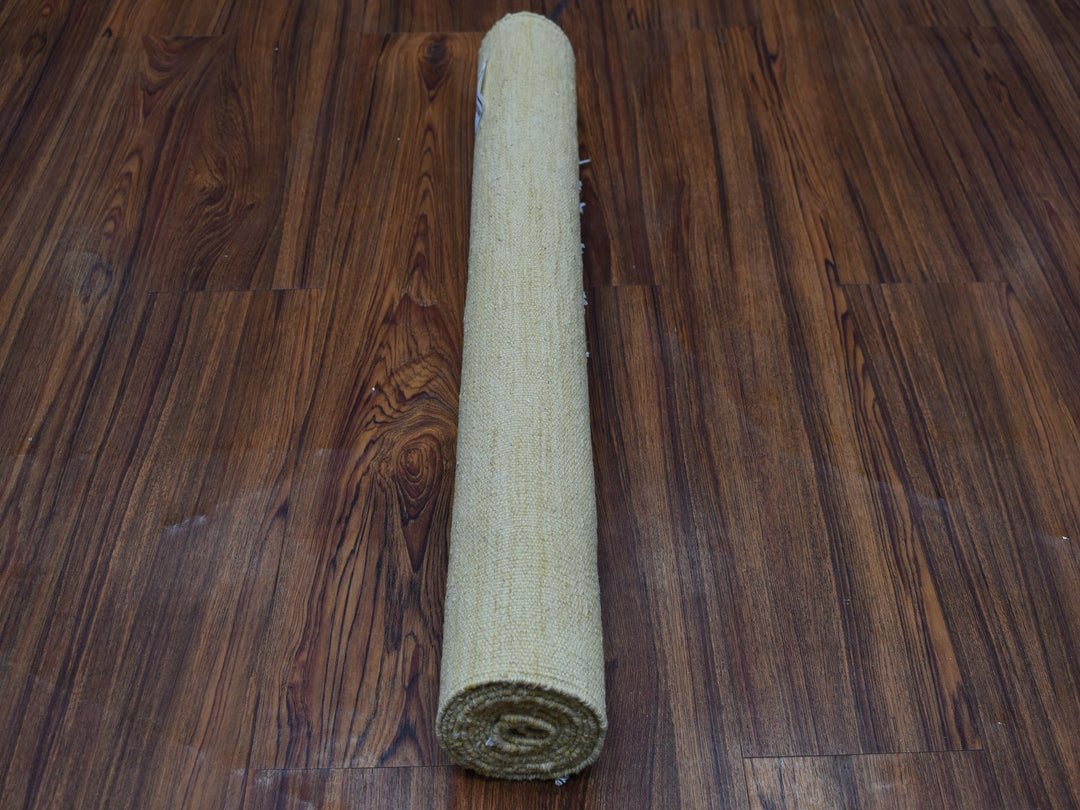 2'6" x 6'7" New Hand Woven Yellow Wool Runner Oriental Rug - MOA10253851