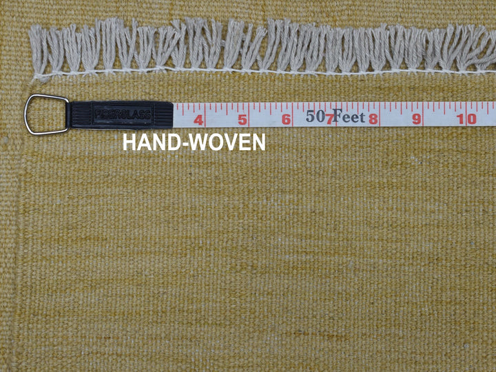 2'6" x 6'7" New Hand Woven Yellow Wool Runner Oriental Rug - MOA10253851