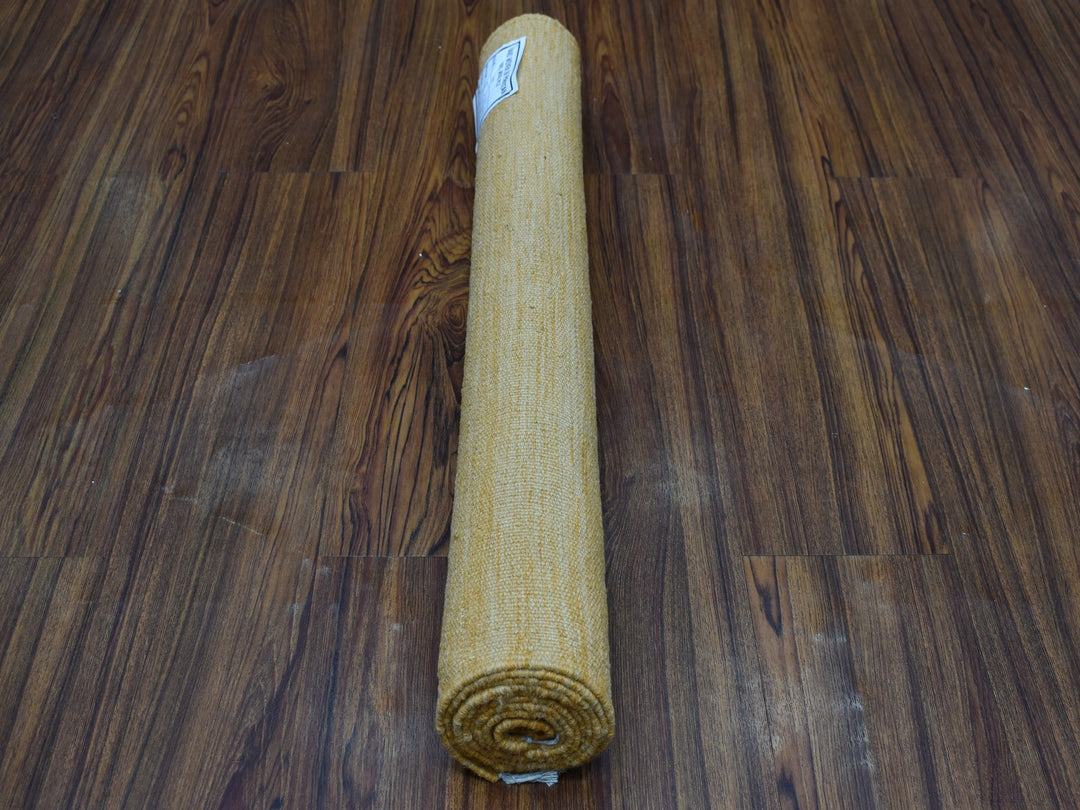 2'4" x 6'3" New Hand Woven Yellow Wool Runner Oriental Rug - MOA10253853