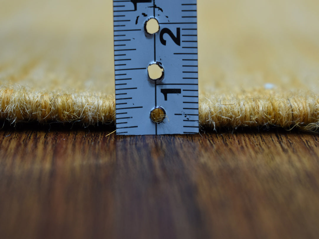 2'4" x 6'3" New Hand Woven Yellow Wool Runner Oriental Rug - MOA10253853