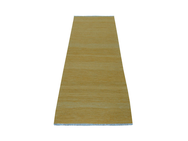 2'4" x 6'4" New Hand Woven Yellow Wool Runner Oriental Rug - MOA10253855