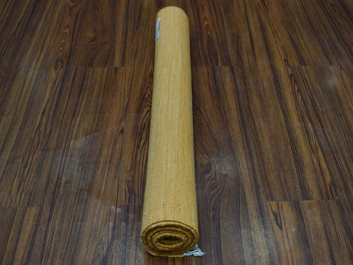 2'4" x 6'4" New Hand Woven Yellow Wool Runner Oriental Rug - MOA10253855