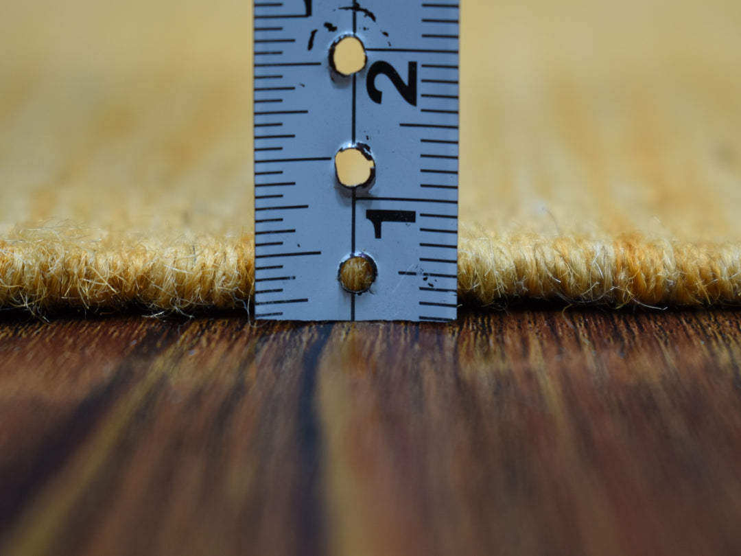 2'4" x 6'4" New Hand Woven Yellow Wool Runner Oriental Rug - MOA10253855