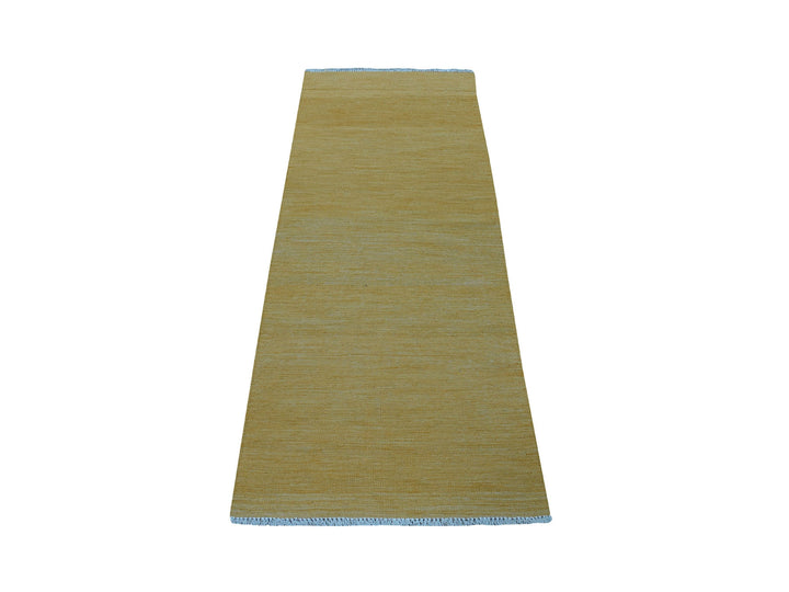 2'4" x 6'4" New Hand Woven Yellow Wool Runner Oriental Rug - MOA10253861