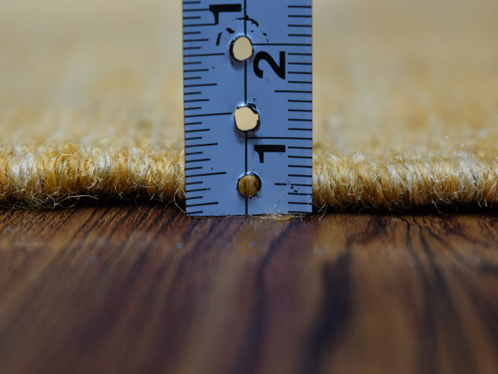 2'4" x 6'4" New Hand Woven Yellow Wool Runner Oriental Rug - MOA10253861