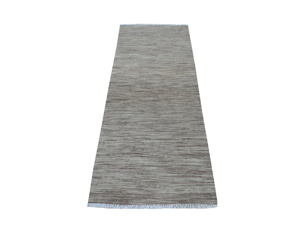 2'6" x 6'5" New Hand Woven Brown Wool Runner Oriental Rug - MOA10253866