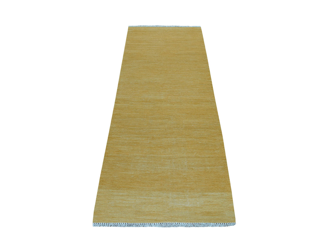 2'6" x 6'8" New Hand Woven Yellow Wool Runner Oriental Rug - MOA10253867