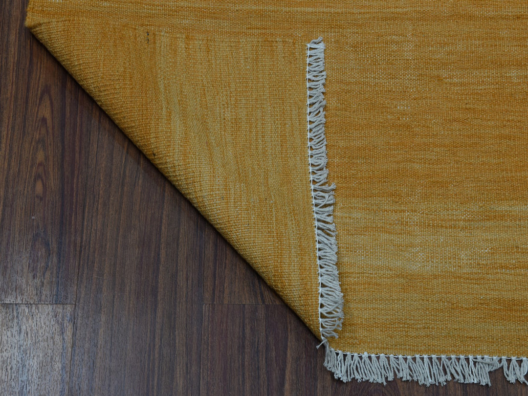 2'6" x 6'8" New Hand Woven Yellow Wool Runner Oriental Rug - MOA10253867