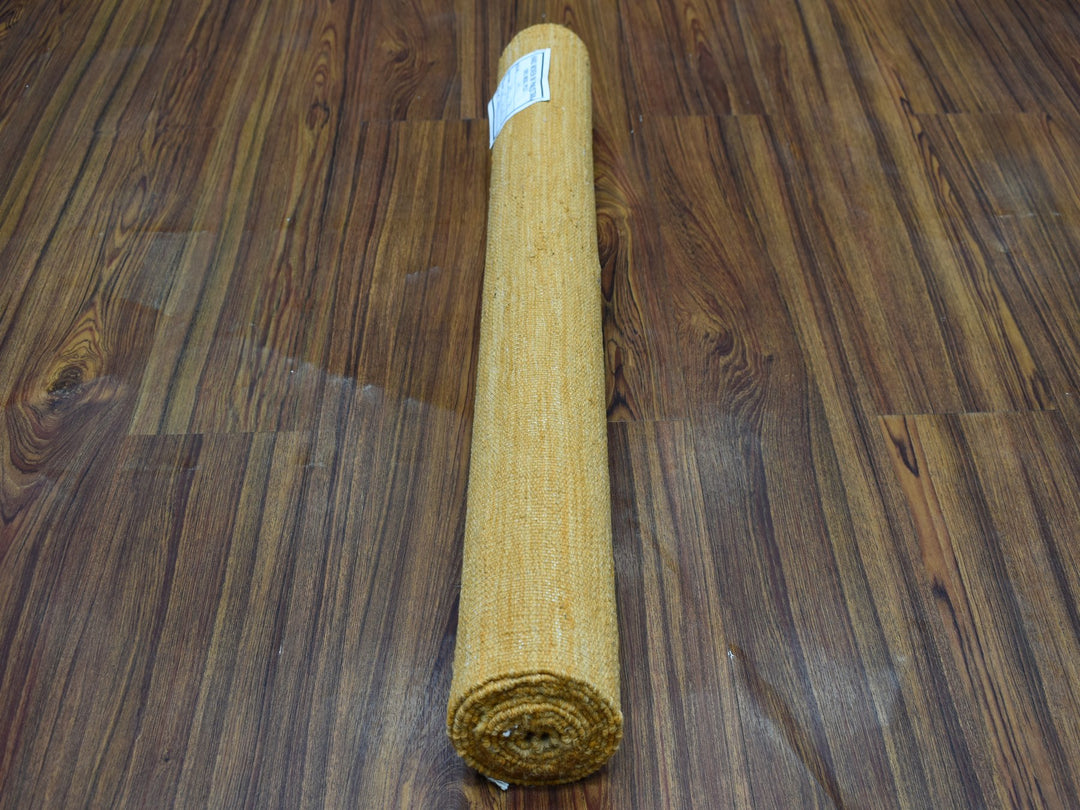 2'6" x 6'8" New Hand Woven Yellow Wool Runner Oriental Rug - MOA10253867