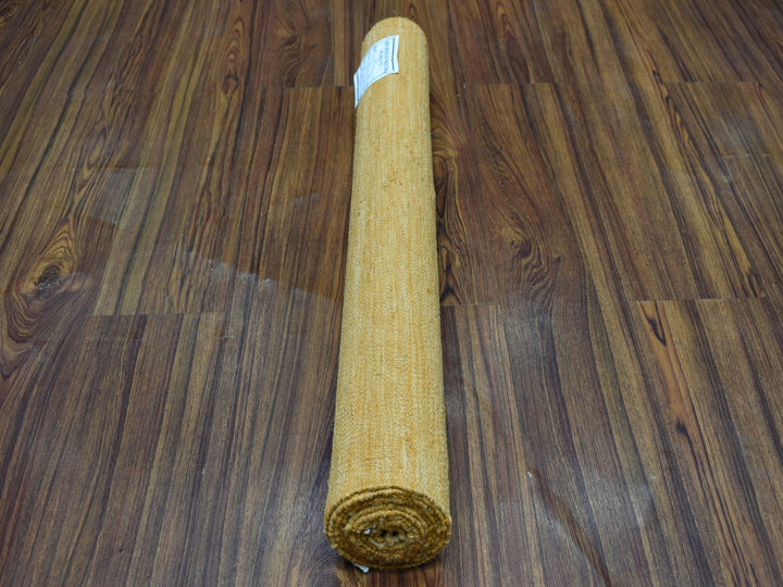 2'6" x 6'8" New Hand Woven Yellow Wool Runner Oriental Rug - MOA10253867