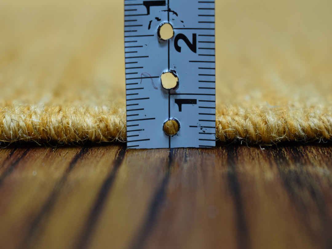 2'6" x 6'8" New Hand Woven Yellow Wool Runner Oriental Rug - MOA10253867