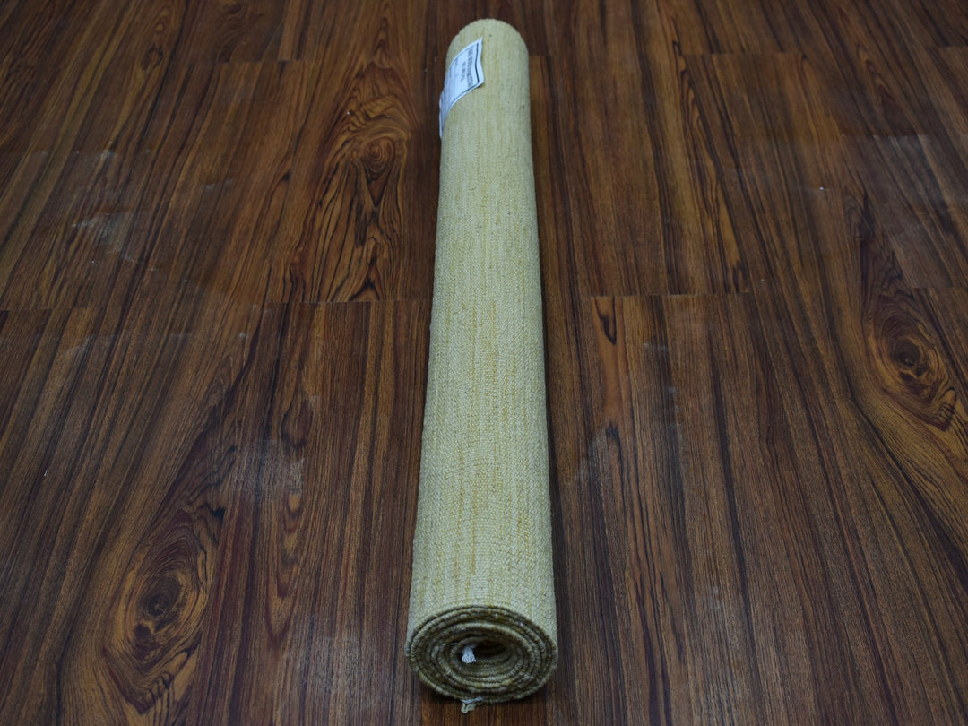 2'6" x 6'3" New Hand Woven Yellow Wool Runner Oriental Rug - MOA10253870