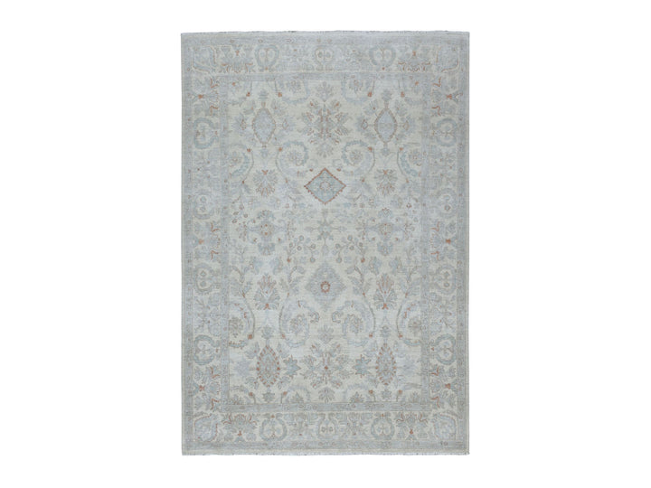 6'0" x 8'10" New Hand Knotted Grey Wool Rectangle Oriental Rug - MOA10253910