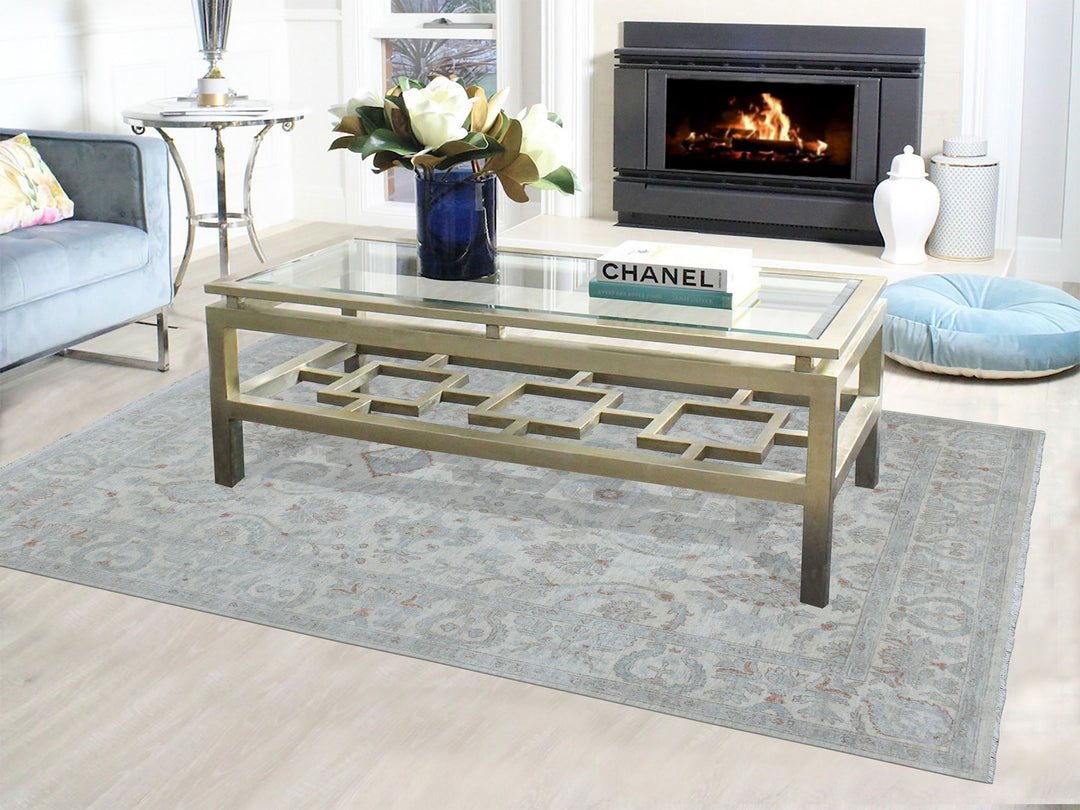 6'0" x 8'10" New Hand Knotted Grey Wool Rectangle Oriental Rug - MOA10253910