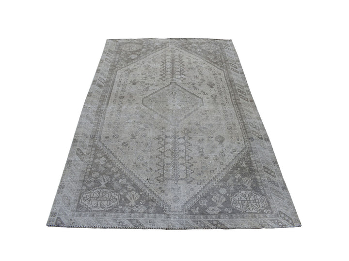 4'10" x 7'3" New Hand Knotted Brown Worn Wool Rectangle Oriental Rug - MOA10254029