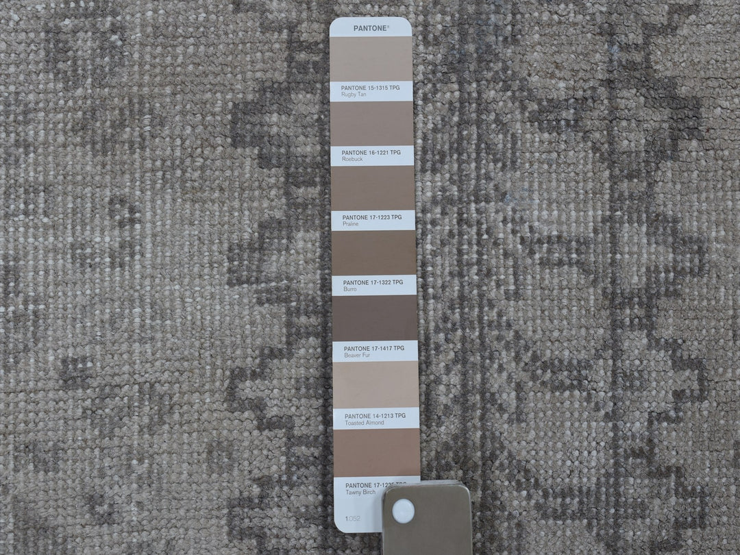 4'10" x 7'3" New Hand Knotted Brown Worn Wool Rectangle Oriental Rug - MOA10254029