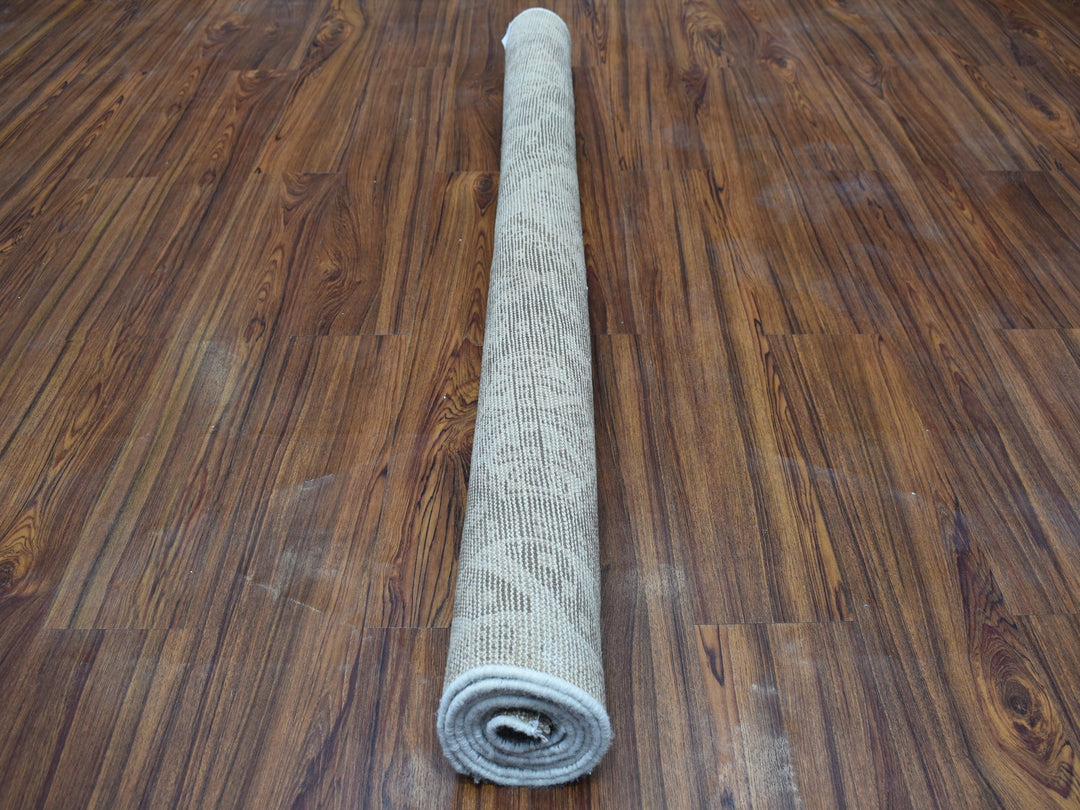 4'10" x 7'3" New Hand Knotted Brown Worn Wool Rectangle Oriental Rug - MOA10254029