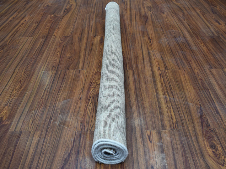 4'10" x 7'3" New Hand Knotted Brown Worn Wool Rectangle Oriental Rug - MOA10254029