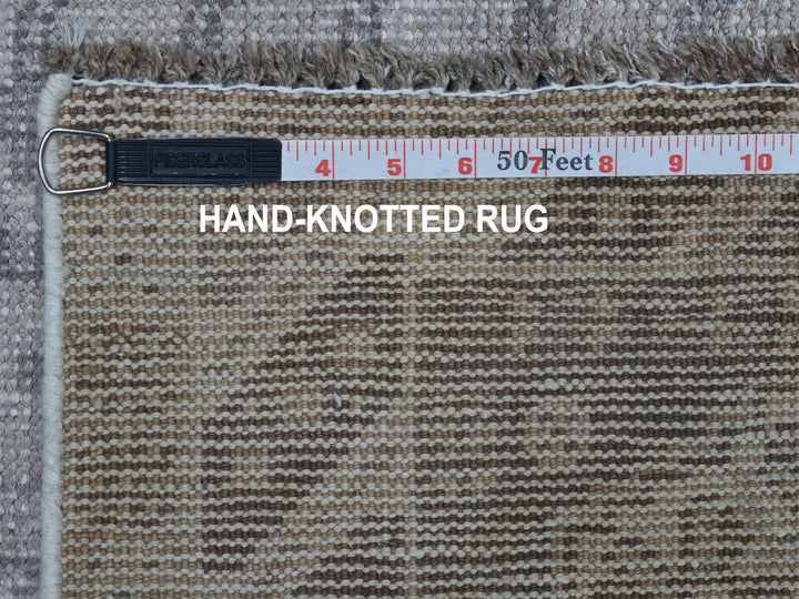 4'10" x 7'3" New Hand Knotted Brown Worn Wool Rectangle Oriental Rug - MOA10254029