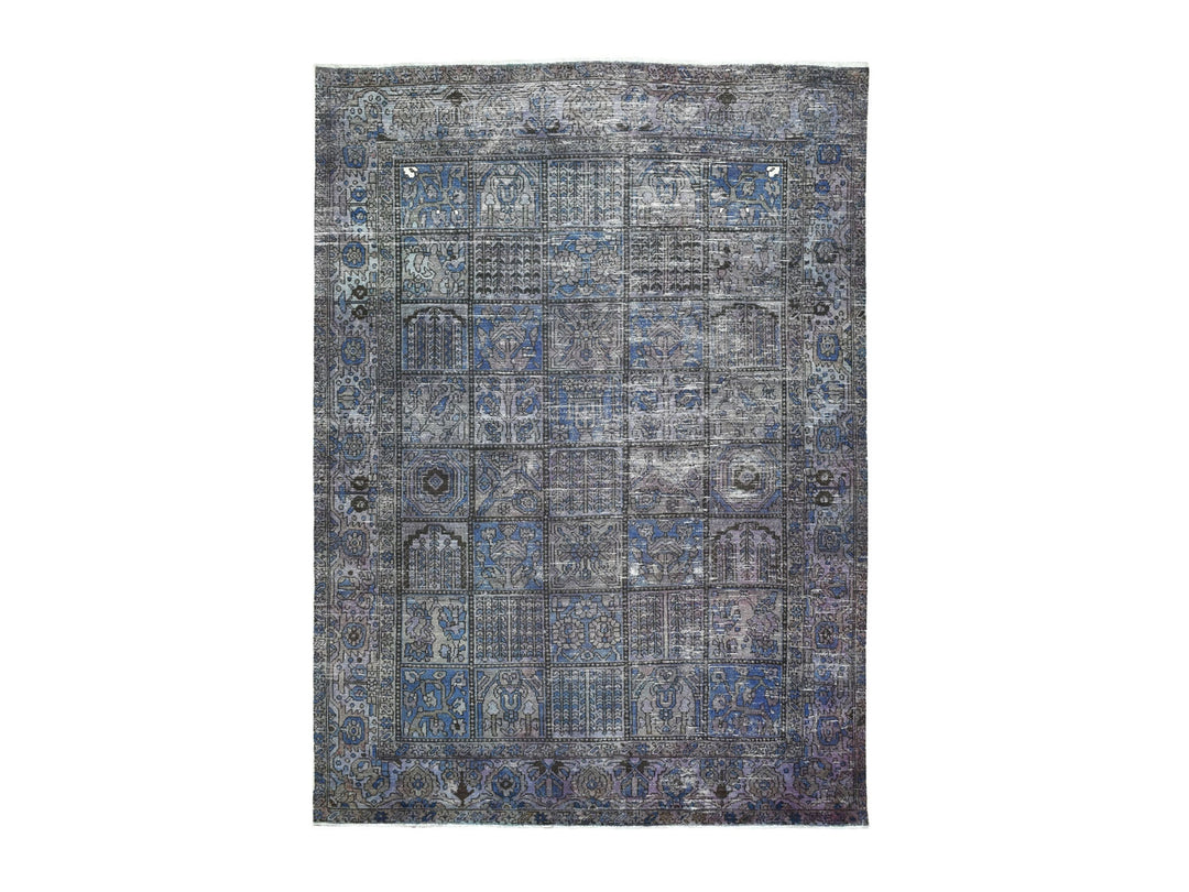 6'9" x 9'3" New Hand Knotted Grey Worn Wool Rectangle Oriental Rug - MOA10254032