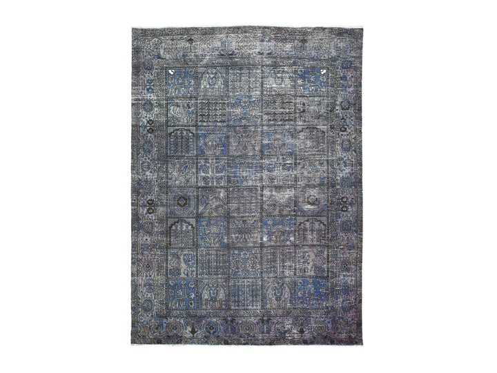 6'9" x 9'3" New Hand Knotted Grey Worn Wool Rectangle Oriental Rug - MOA10254032