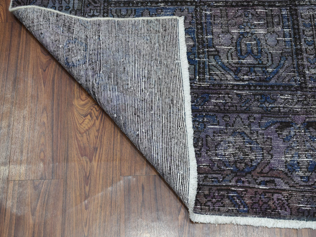 6'9" x 9'3" New Hand Knotted Grey Worn Wool Rectangle Oriental Rug - MOA10254032
