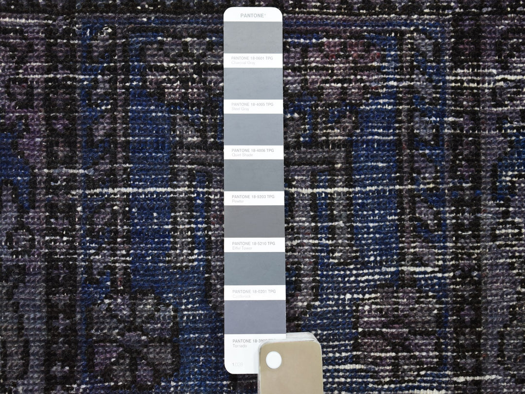 6'9" x 9'3" New Hand Knotted Grey Worn Wool Rectangle Oriental Rug - MOA10254032