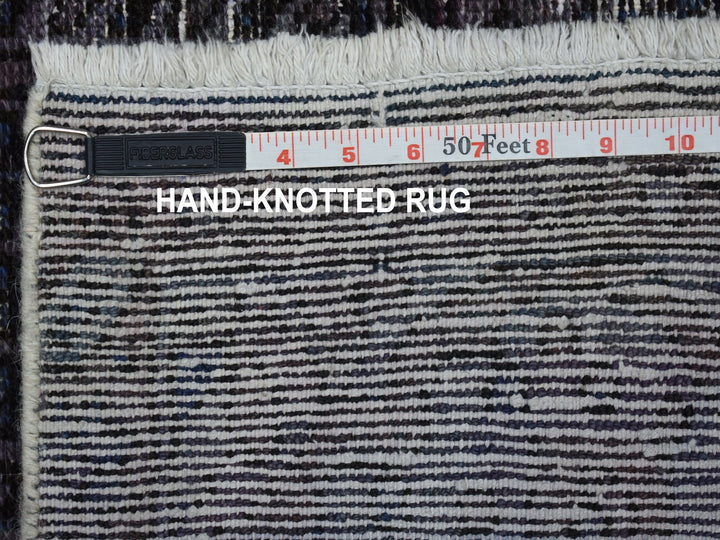 6'9" x 9'3" New Hand Knotted Grey Worn Wool Rectangle Oriental Rug - MOA10254032