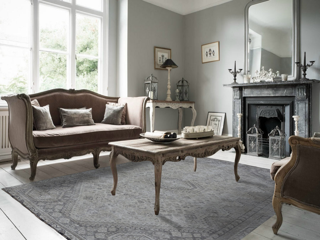 6'10" x 9'9" New Hand Knotted Ivory Worn Wool Rectangle Oriental Rug - MOA10254033